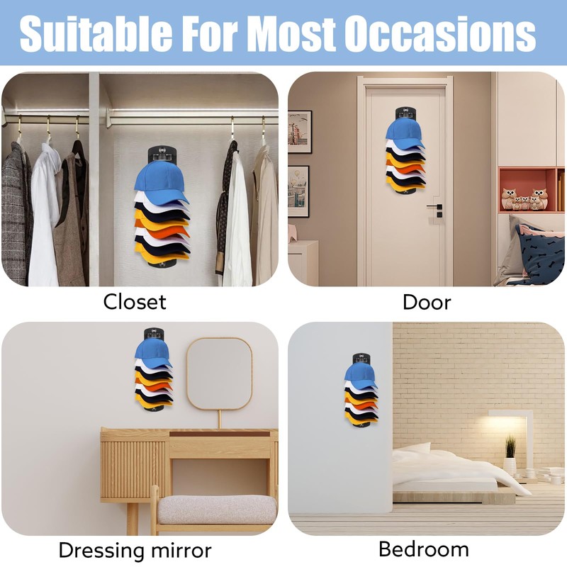 Hat Organizer for Baseball Caps, 2 Pack Hat Rack for