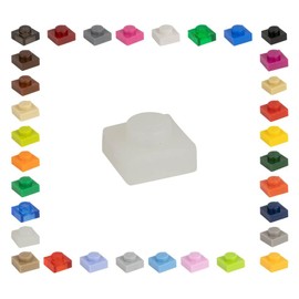 CMC imports 100 Mosaic Tile Building Blocks 1 x 1 Nubs Compatible 34 Different Colours Tiles Clamping Blocks (200 - Glow in the Dark)