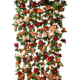 PARTY JOY 8pcs 65.6Ft Flower Garland, Fake Rose Vine Artificial Flowers Hanging Rose Ivy Garland for Room Wall Decor Hanging Baskets Wedding Arch Garden Background Decor