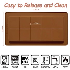 Apiocmy 2 Pack 1 Inch Deep Chocolate Bar Molds with Scraper, Large and Thick Silicone Pistachio Chocolate Bar Molds for Stuffed Bar, DIY Dubai Knafeh Chocolate Bar