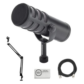 Samson Q9x Dynamic Broadcast Microphone Bundled with XLR Cable + Microphone Arm + Cleaning Cloth (4 Items)