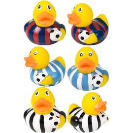 The Dreidel Company Soccer Rubber Duck Toy Sports Duckies for Kids, Bath Birthday Gifts Baby Showers Classroom Summer Beach and Pool Activity, 2" (6-Pack)