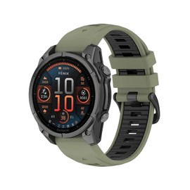 MoKo Watch Band Compatible with Garmin Fenix E 8 5 5X 6X 7 7X/Epix Pro Gen 2 TACTIX/Mk2 Mk2i G1/MARQ/Enduro 3 2, 22mm Quick Fit Strap with Doublle Pin Buckle, Black Buttons/MilitaryGreenBlack