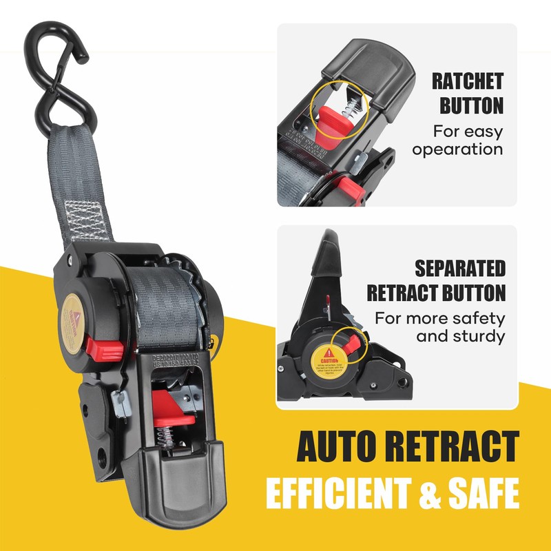 Ayaport Boat Retractable Tie Downs Boat Trailer Straps Ratcheting 1.5