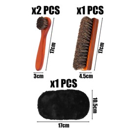 Pack of 4 Horse Hair Brush, Horse Hair Shoe Brush, Horse Hair Boot Brush, High Gloss Polishing Brush, Suede Shoe Brush, Suitable for All Types of Shoes, Sofas, Car Seats, etc.