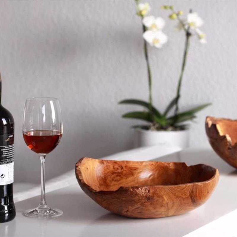 wohnfreuden Teak Wood Bowl Brown Round 25 cm Natural Wood