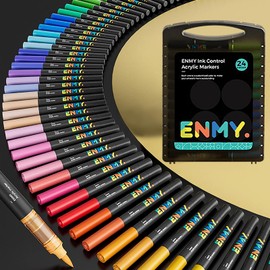 ENMY 24 Colores Marcadores Creativos de Pintura Acrílica, Rotuladores Acrílicos a Base de Agua, Punta Pincel, Plumones acrilico Líquida, para madera, 