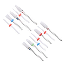 12pcs Ceramic Milling Cutter Drill Bit Electric Grinding Hine Milling Cutter Files Ceramic Nail Drill Bit Bits Holder Efile Set Cuticle Flame Rod for Nails D