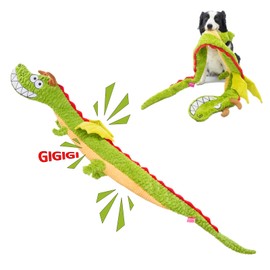 Pawhims Large Squeaky Dog Toys, Interactive Dog Toys for Aggressive Chewers, Dragon Plush Crinkle Dog Toy to Keep Them Busy, Tough Indestructible Dog Toys for Large Medium and Small Dogs,XL (Green)