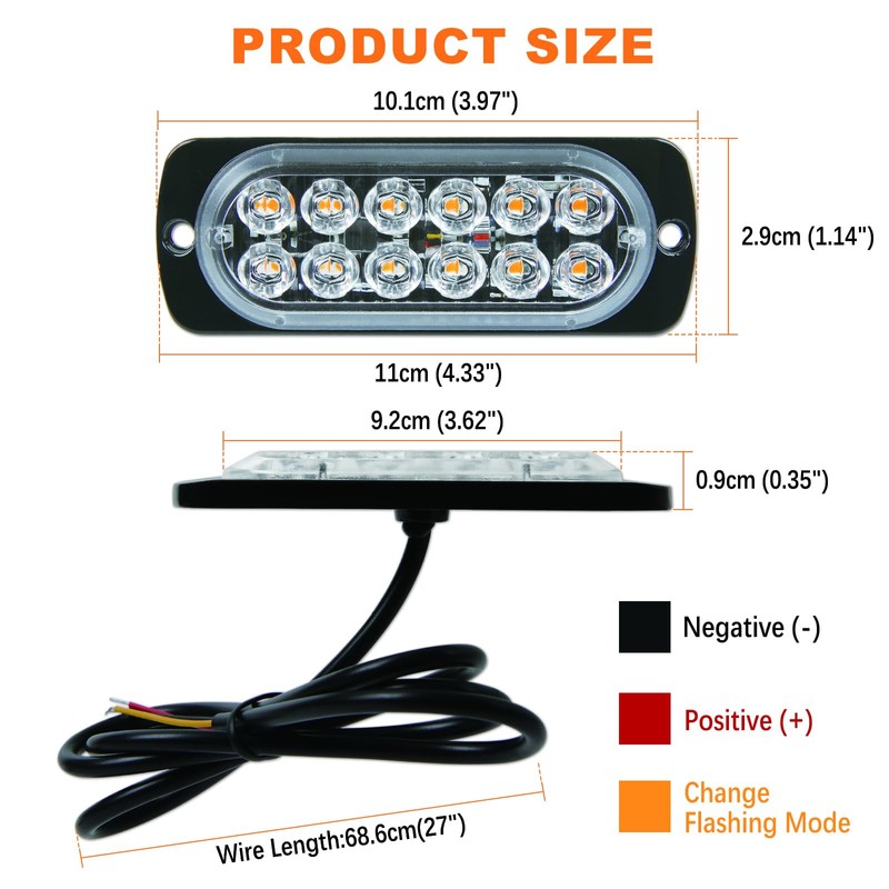 DREAMIZER Car Flashing Light Warning Light, 4PCS 12 LEDs Emergency