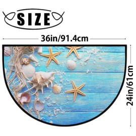 Beach Theme Half Round Door mat Starfish Wood Non-Slip Soft Half Circle Area Rug Washable Durable Decor Half Moon Hearth Rugs for Floor Indoor Living Room Bedroom Kitchen Fireplace Rug