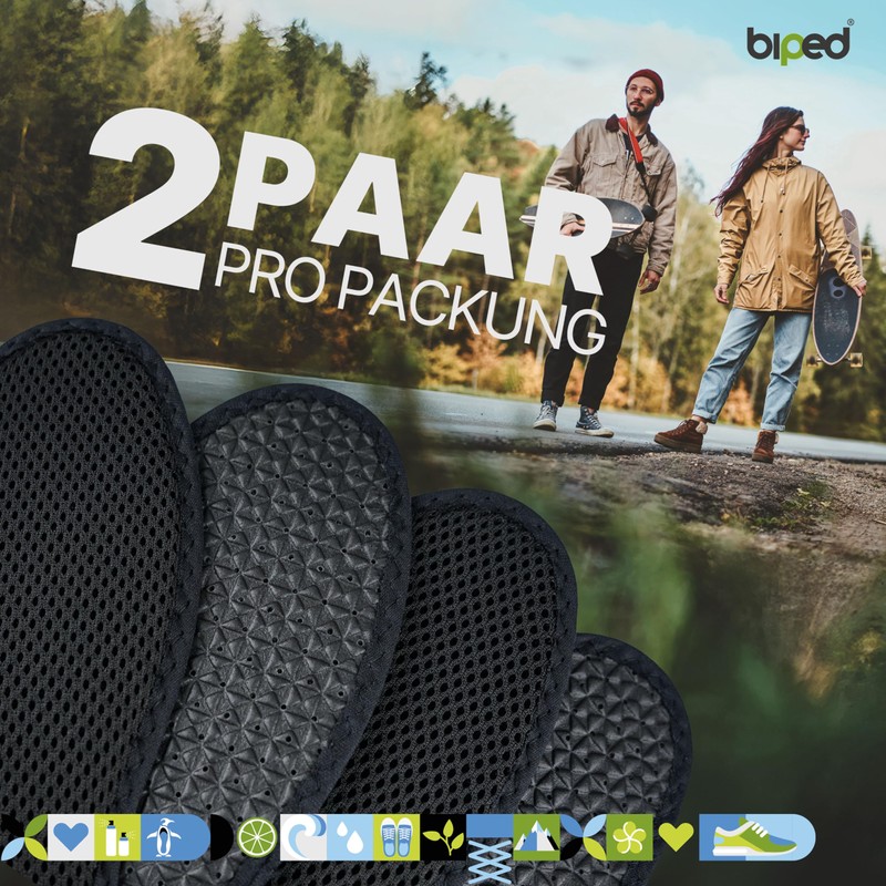 biped 2 Pair Activated Carbon Soles - Highly Effective -