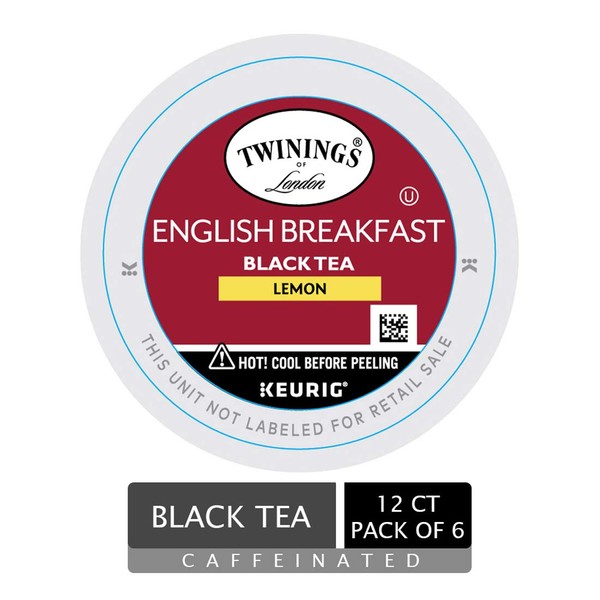 Twinings of London English Breakfast Lemon Tea K-Cups for Keurig, 12 Count (Pack of 6)