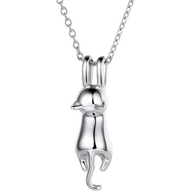 IBXWMNG Beautiful Cat Necklace with Pendant Hypoallergenic Silver Chain, Stylish Jewellery with Cute Cat Motif for Her Wife Girlfriend Valentine's Day Birthday Christmas
