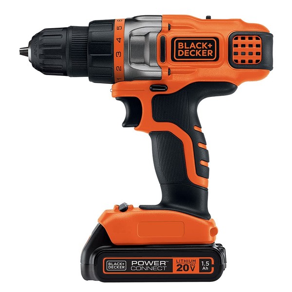 BLACK+DECKER 20V MAX Cordless Drill Driver with Battery and Charger, LED Work Light (LDX220C)