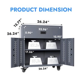 KAER Metal Garage Storage Cabinet with Wheels Tool Chest with Drawer 2 Doors and Adjustable Shelf Industrial Style Tool Cabinets for Warehouse Garage Basement Repair Shop - Assembly Required