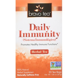 Bravo Tea Daily Immunity (Triple Immunity Support) Herbal Tea Caffeine Free, 20 Tea Bags