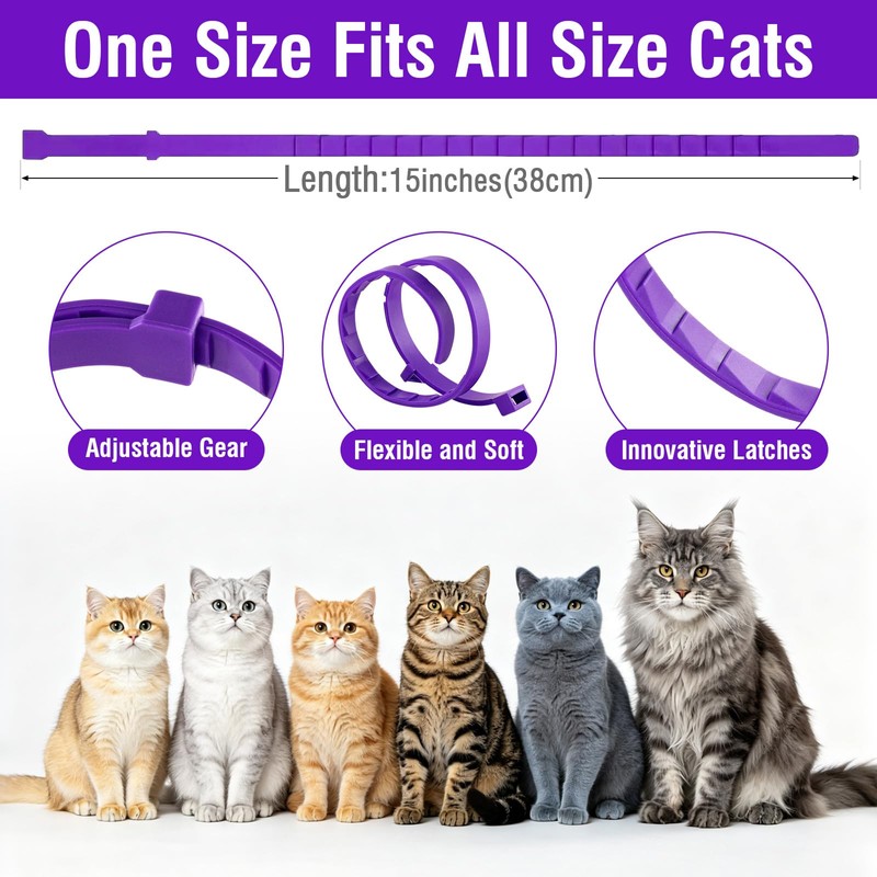 Zimloo Calming Collar for Cats, Adjustable Cat Anxiety Relief Collar