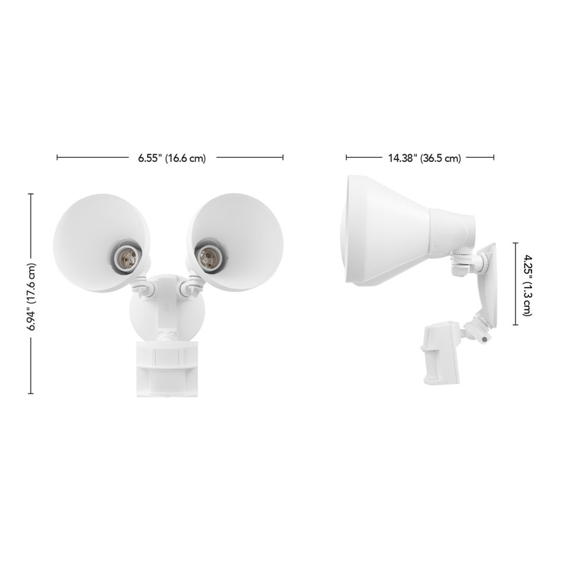 GLOBE 180-Degree 240 W Twin Head White Hardwired Motion Sensor