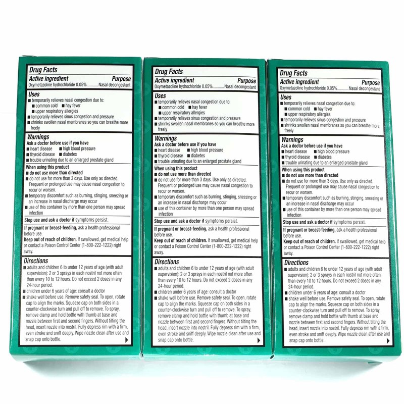Nasal Relief Spray, Pump Mist, Anti-drip, Severe Congestion, (Oxymetazoline HCI