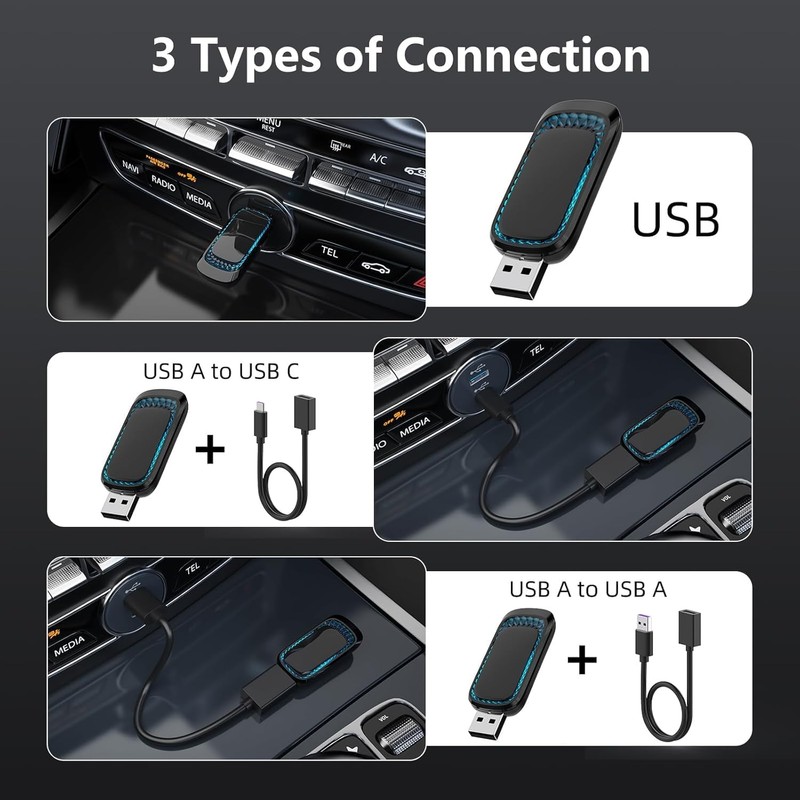 Quanlex Wireless Carplay Adapter and Android Auto Wireless Adapter,2024 Newest