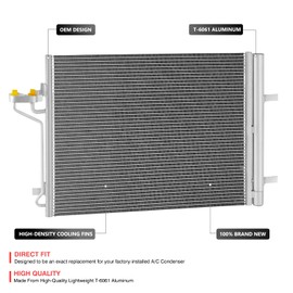 DNA MOTORING Aluminum Air Conditioning A/C Condenser Compatible with Ford Focus St 2015-2018 / Transit Connect 2014-2018, FO3030251, OEM-CDS-4724