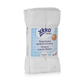 XKKO - Organic Muslin Nappies - 100% Organic Cotton (Old Times) 40 x 40 cm - Pack of 10 White