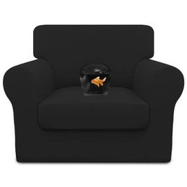 Easy-Going 100% Dual Waterproof Chair Cover Stretch Soft Couch Cover for Dogs, Sofa Slipcover for 1 Separate Cushion Couch Leakproof Furniture Protector for Kids, Pets Black