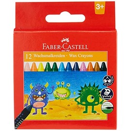 Faber-Castell Coloured Regular Wax Crayons, Assorted – Pack of 12, (21-120052)