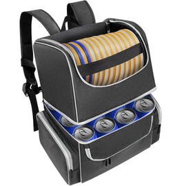 tingroun Disc Golf Bag with Large Capacity for 18+ Disc, Disc Golf Backpack with Insulated Cooler, Lightweight Durable Disc Golf Bag with Multi-pocket for Disc Golf & Disc Golf Accessories (Black)