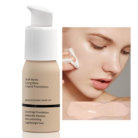 Face Foundation, Full Coverage Foundation, Liquid Foundation Soft Matte, Lightweight Feel Oil-Control Concealer, Waterproof, Sweat Long Lasting, and Transfer Resistant 30ml (02#)