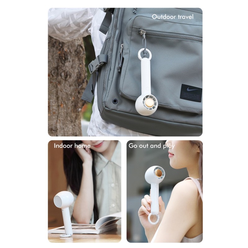 Portable Bladeless Handheld Fan Rechargeable Quiet Fan with Flexible Buckle