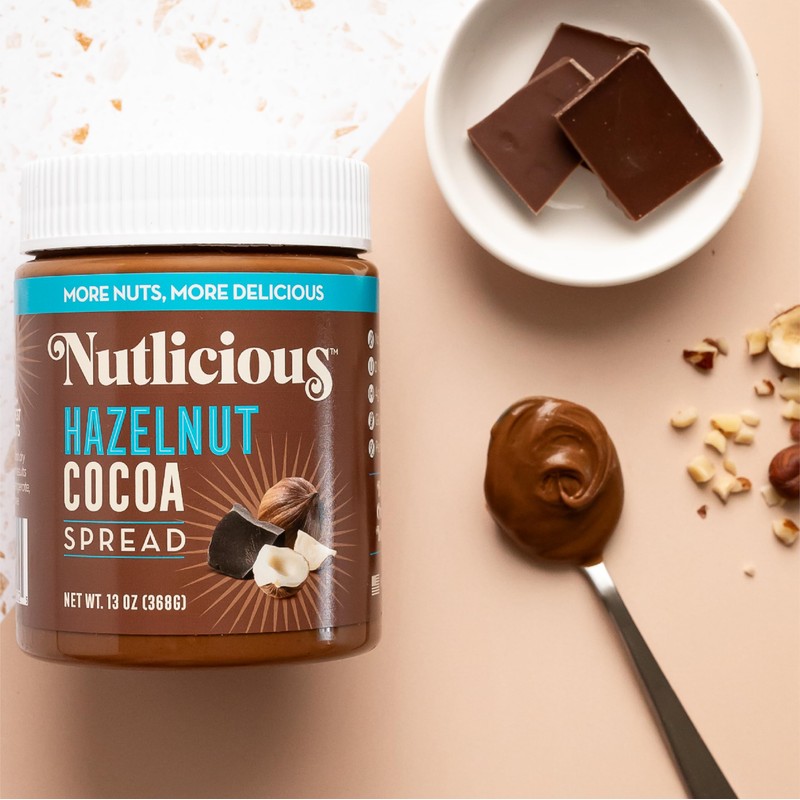 NUTLICIOUS Hazelnut Cocoa Spread (13 oz), Spreadable Roasted Hazelnuts with