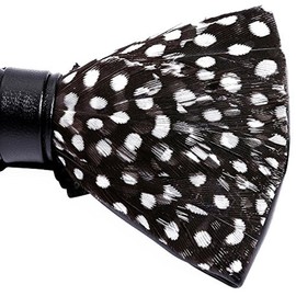 Cloud Rack mens Handmade Feather Bow Tie, Black White, Medium