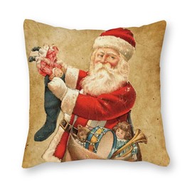 Santa Claus with A Sack Full of Presents Throw Pillow Cover 18 x 18 Inch Old Fashioned Santa Antique Victorian Christmas Pillowcase Decorative Cushion Case for Farmhouse Living Room Sofa Gift Ideas
