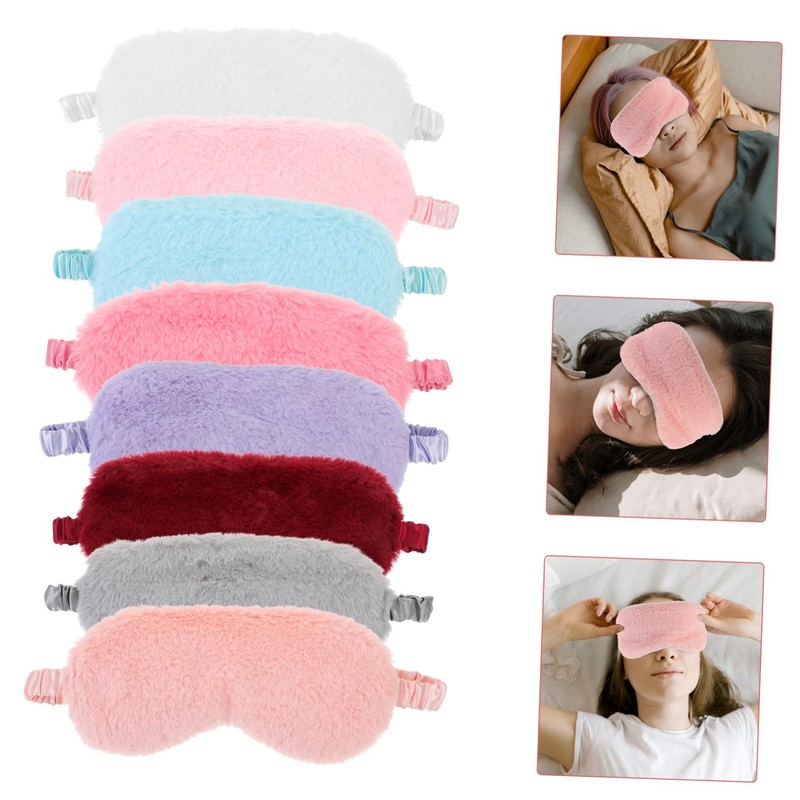 TOVINANNA 8Pcs Fluffy Eye Masks Skin Friendly Sleeping Blindfolds Comfortable