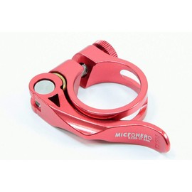 MicrOHERO Lightweight 44g Aluminum Alloy CNC Stainless Steel Bolt Quick Release Seat Clamp KC89 Φ34.9mm (Red)