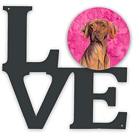 Caroline's Treasures Pink Vizsla Metal Artwork Love Wall-Decor, Multicolor