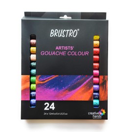 BRUSTRO Artists� Gouache Colour Set of 24 Colours X 12ML Tubes