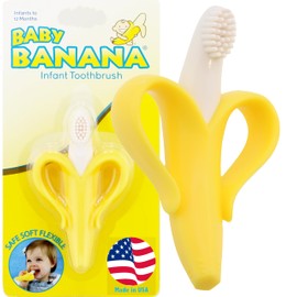 Baby Banana The Original Baby Banana Toothbrush Teether Toy, for Babies Infants Toddlers; USA Family-Owned Business; Teething Relief for Sore Gums, Massaging Soothing; Safest Food Grade Silicone
