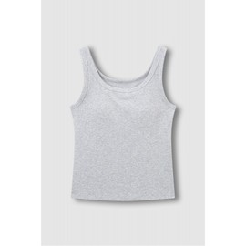 JAJU [JAJU] Women's Cotton Rib Tank Bra Camisole_Melange Grey