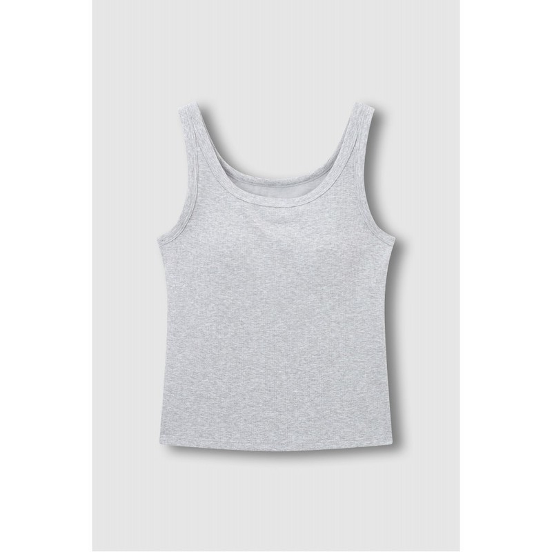JAJU [JAJU] Women's Cotton Rib Tank Bra Camisole_Melange Grey