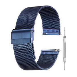 QUARKZMAN Mesh Uhrenarmbänder für Männer und Frauen, Edelstahl Schnellwechsel-Mesh Uhrenarmband Milanese Armband Verstellbares Ersatzarmband mit Werkzeugen für Geschenke (24mm, Dunkelblau)