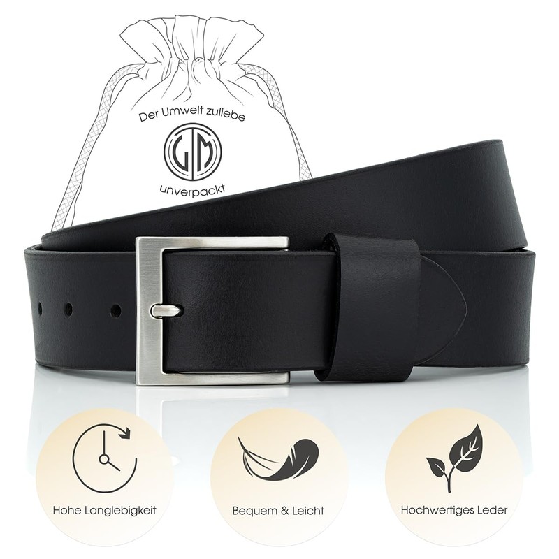 Mens Leather Belt/Mens Linden Man, XXL, Black, 3931 - 90