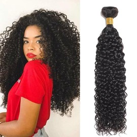 12A Curly Human Hair Bundles - 100% Unprocessed Kinky Curly Hair, Soft & Thick, Can Be Dyed, Natural Black Color, 95-100g/bundle, 24 Inch