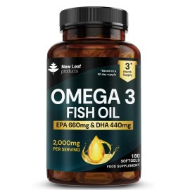 Suplementos de aceite de pescado Omega 3 - cápsulas blandas de alta resistencia 2000 mg + EPA y DHA