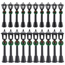 Christmas Lamp Post Village Accessories, 20 Pcs Lantern Posts Decorative Mini Street Lights, Miniature Street Lamp Posts for DIY Dollhouse Christmas Village Display (Wreath Style, 20)