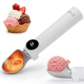 Heated Ice Cream Scoop, Rechargeable Electric Ice Cream Scooper with Smart ℉/℃ Dynamic Display, 3-Level Heat (120-160℉), IP67, Effortless Serving for Senior & Weak Hands