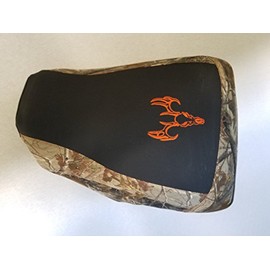 HCC Racing seat cover compatible with Honda Rancher 420 fits up to 2013 black gripper/Realtree AP deer skull orange