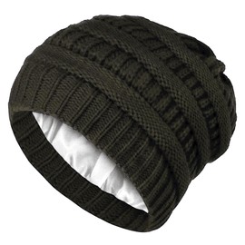 Locsanity Handmade Satin Lined Winter Knit Beanie (Black)